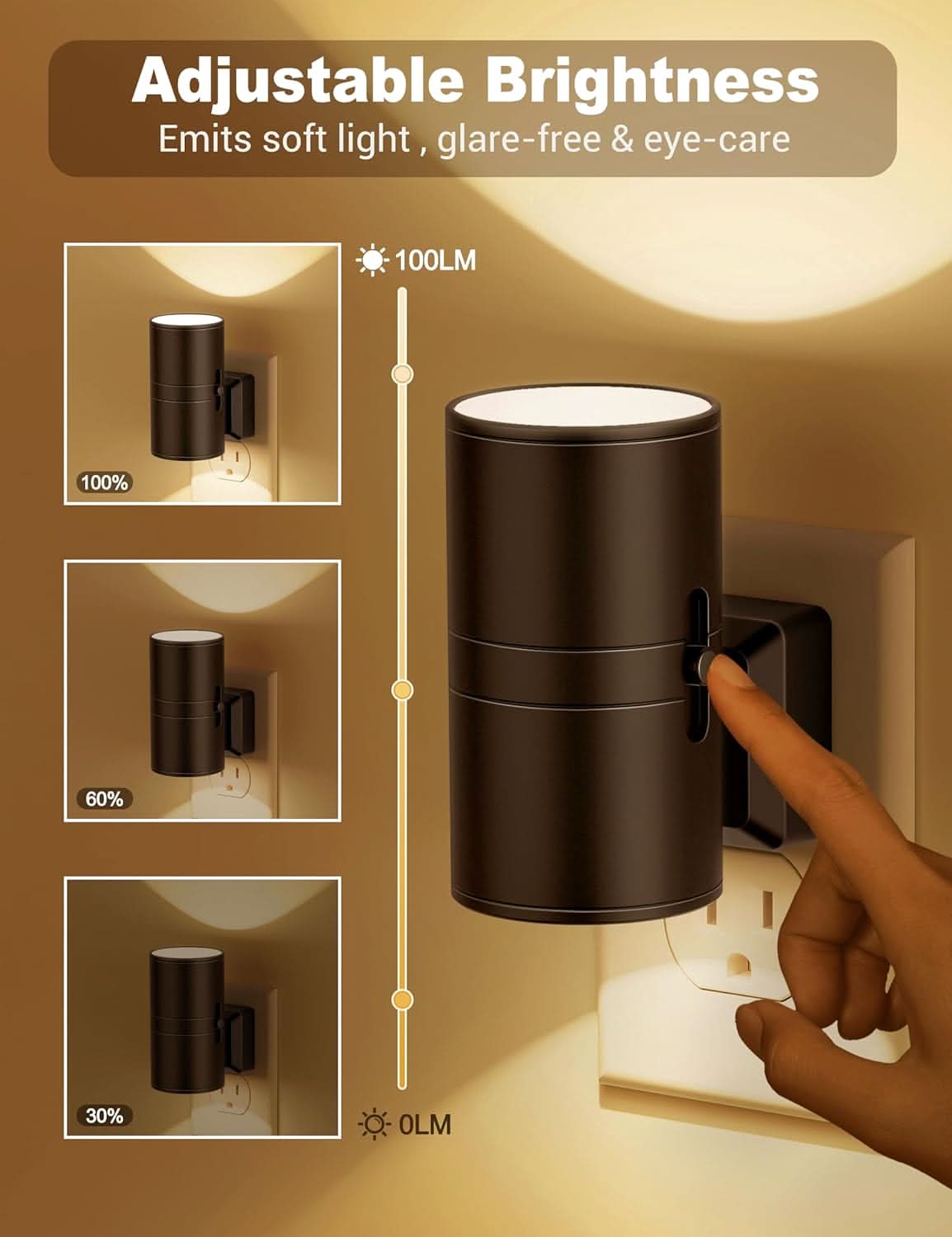 LED Night Light with Twilight Sensor, Glare-Free, Energy-Efficient, Modern Design