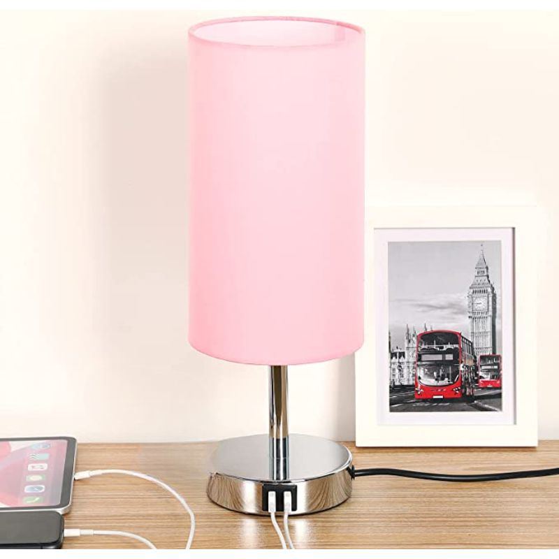 Touch-Control Dimmable USB Table Lamp with Linen Shade