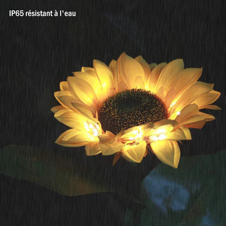 Solar Sunflower Lights, Waterproof Fabric Garden Decor, 2-Piece Set
