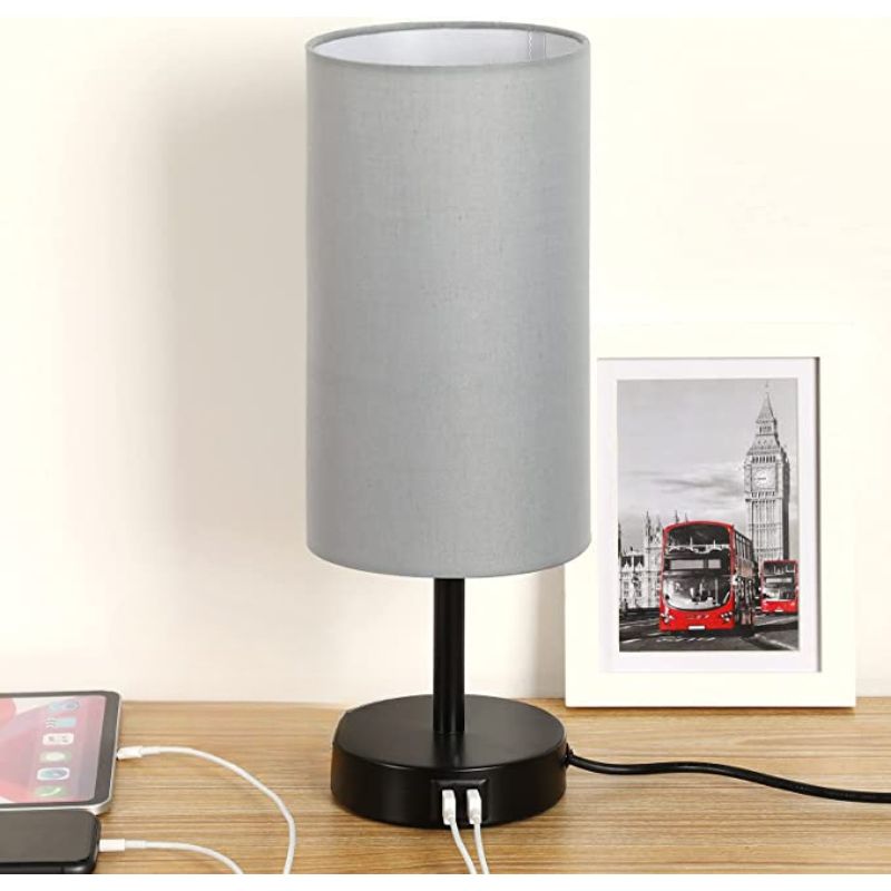 Touch-Control Dimmable USB Table Lamp with Linen Shade