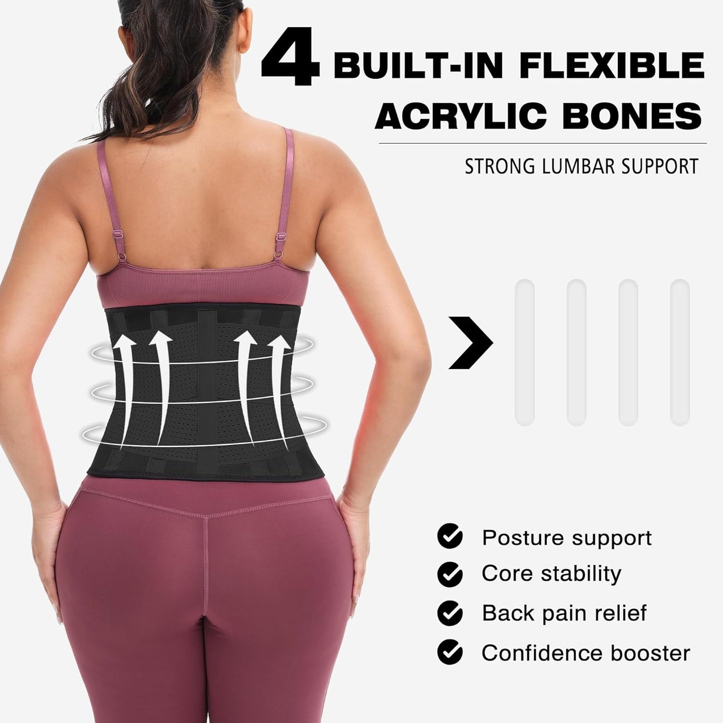 Neoprene Waist Trainer Belt with Lumbar Support for Men and Women
