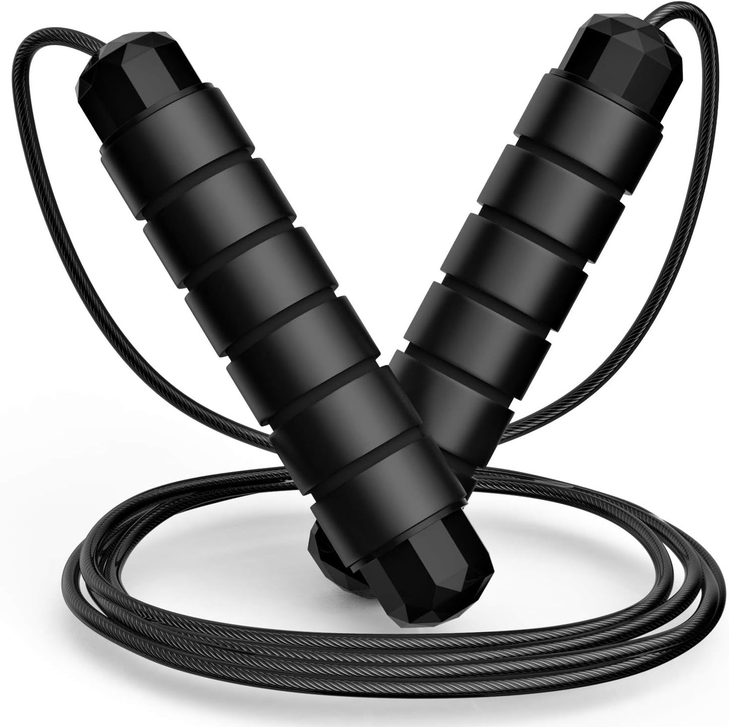 Adjustable Speed Jump Rope with Steel Cable and Foam Handles