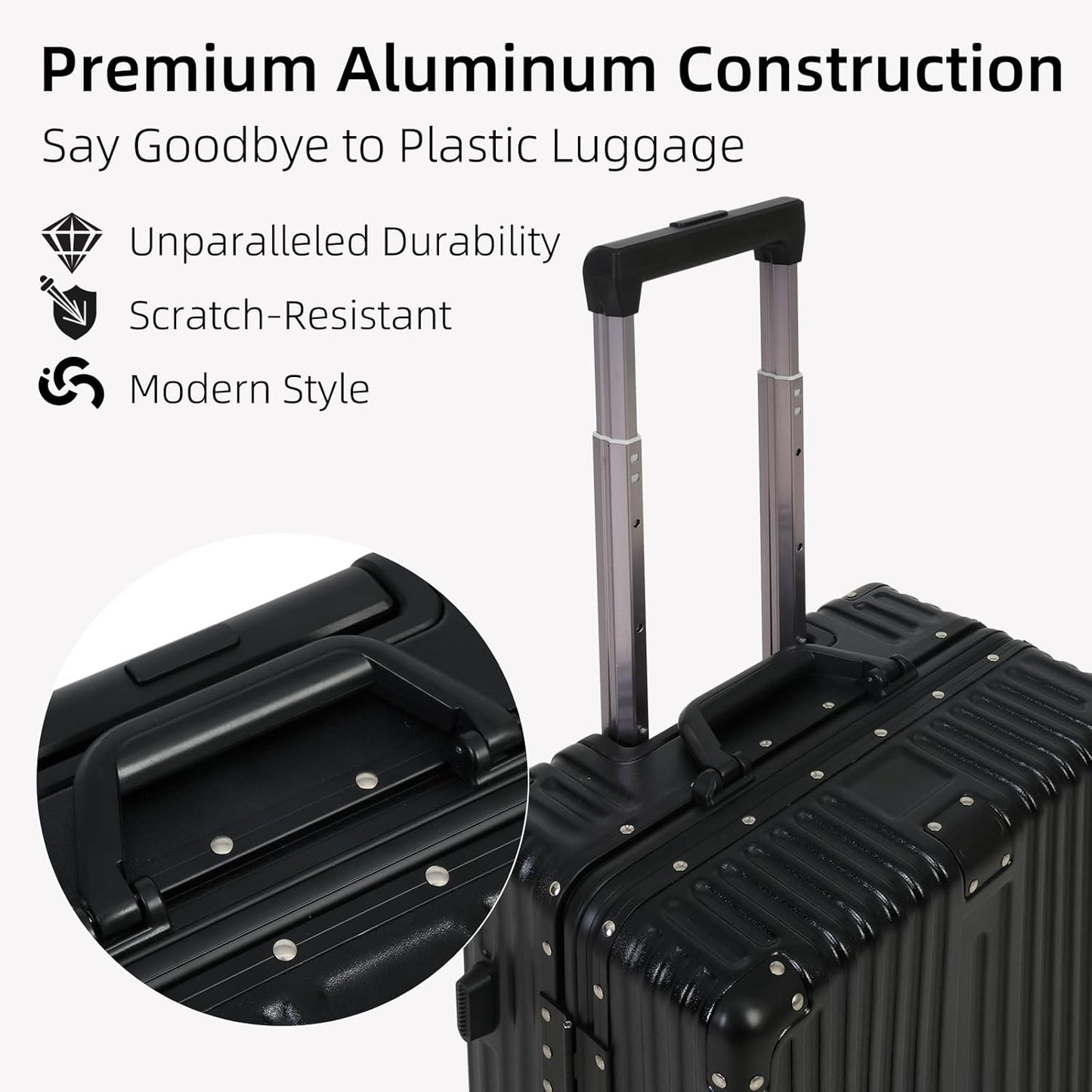 Aluminium Carry-On Luggage with TSA Lock and Silent Wheels