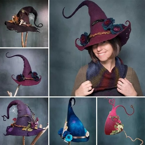 Handmade Felt Witch Hat for Halloween Party