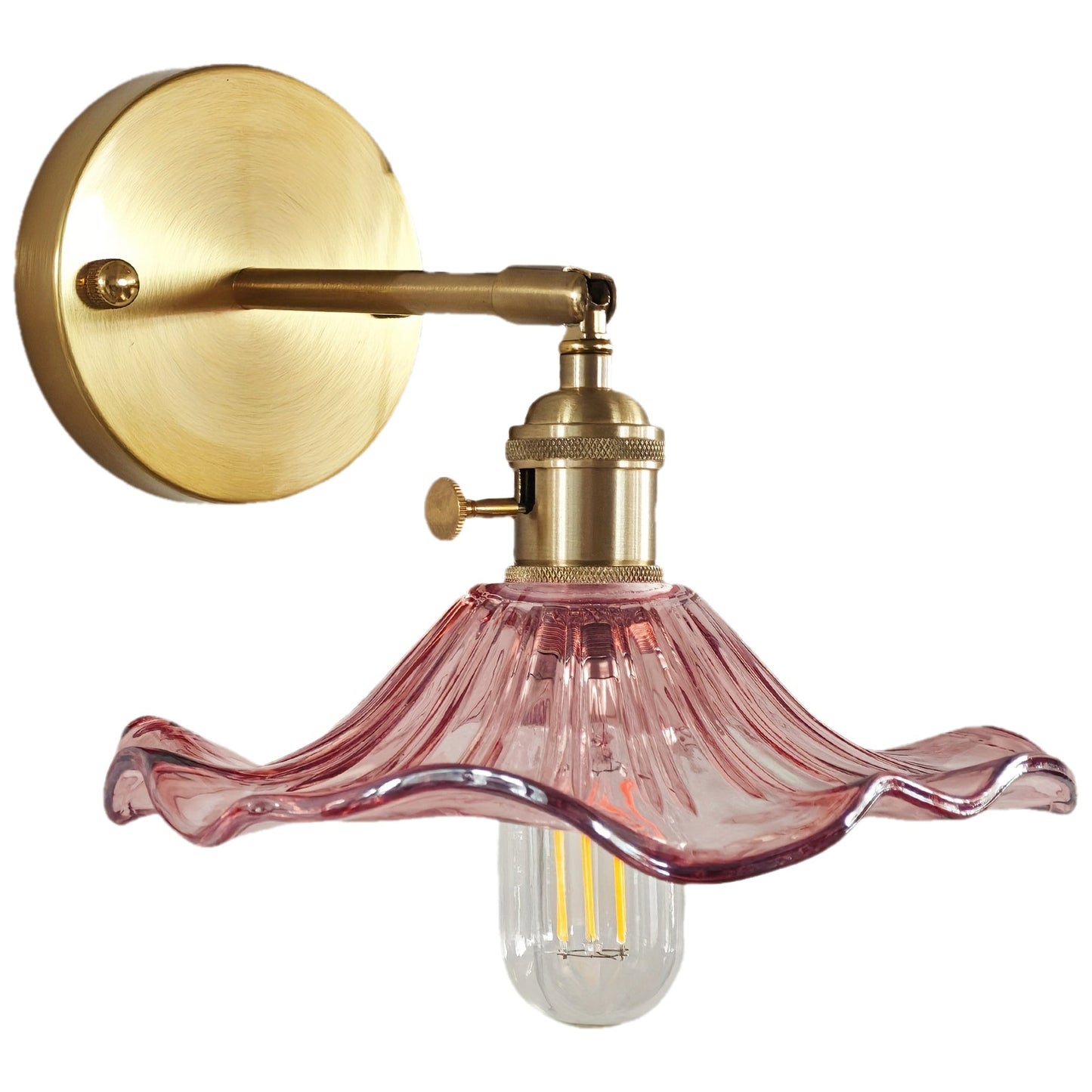 Curved Glass Wall Sconce with Brushed Brass Finish