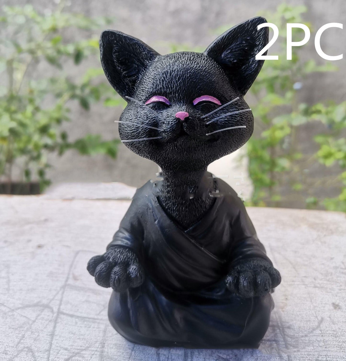 Black Buddha Cat Figure for Meditation and Yoga Decor