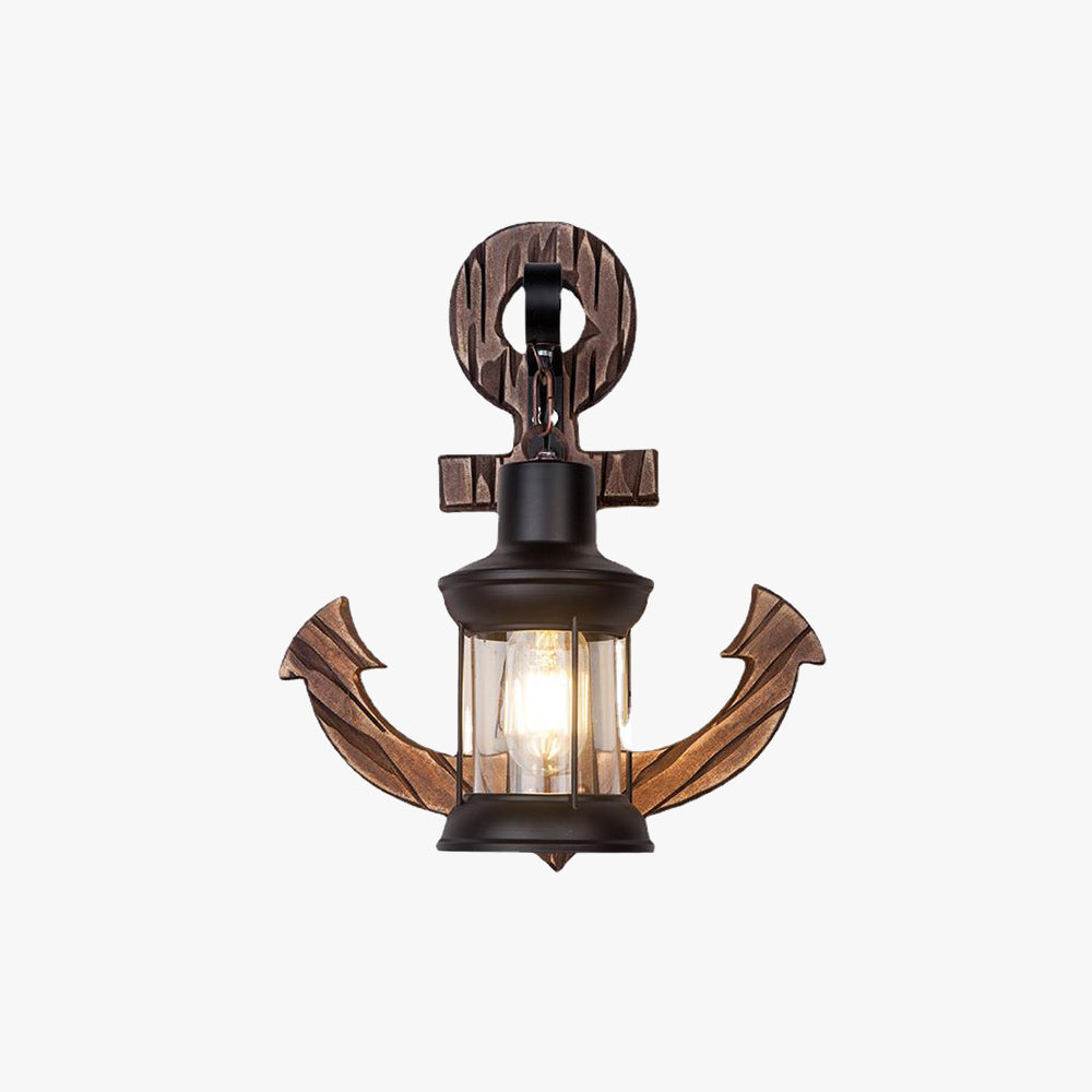 Vintage Anchor LED Wall Light - Industrial Metal and Wood Design