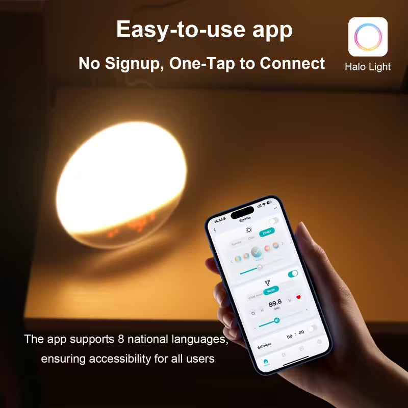 Smart Sunrise Alarm Clock with App Control and FM Radio