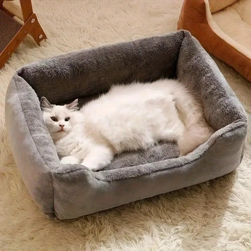 Soft Plush Pet Pillow with Raised Edges for Small Dogs and Cats