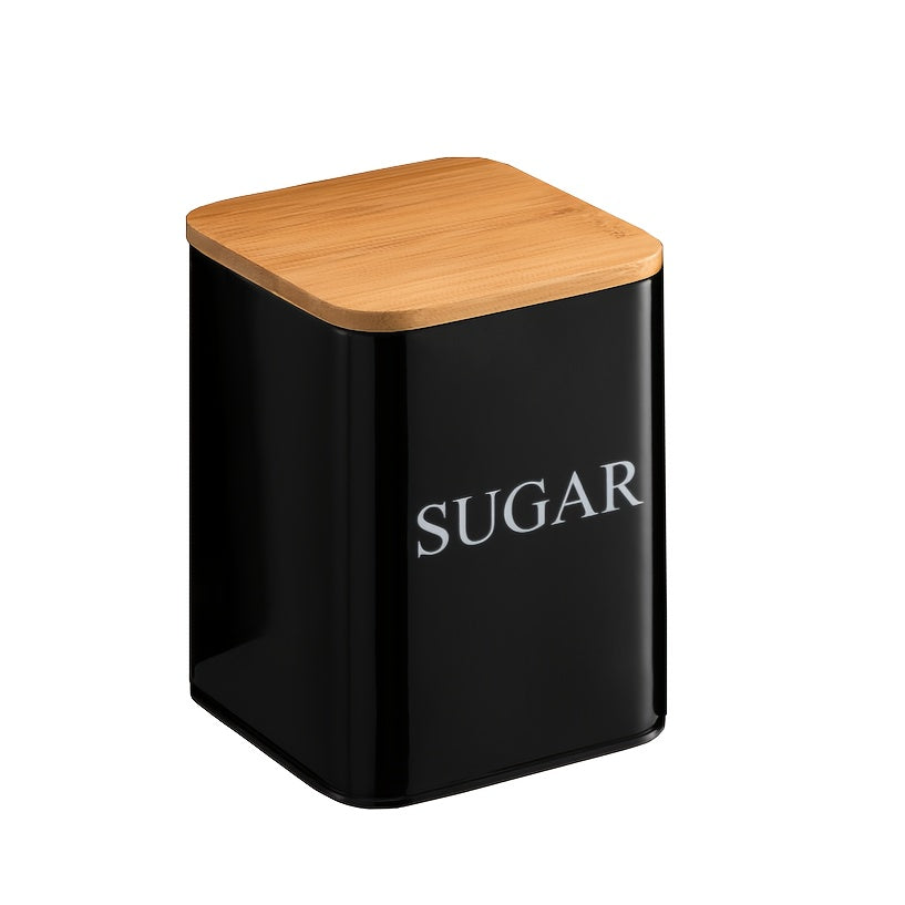 Bamboo Lid Bread Box Set with Tea, Coffee, Sugar Canisters