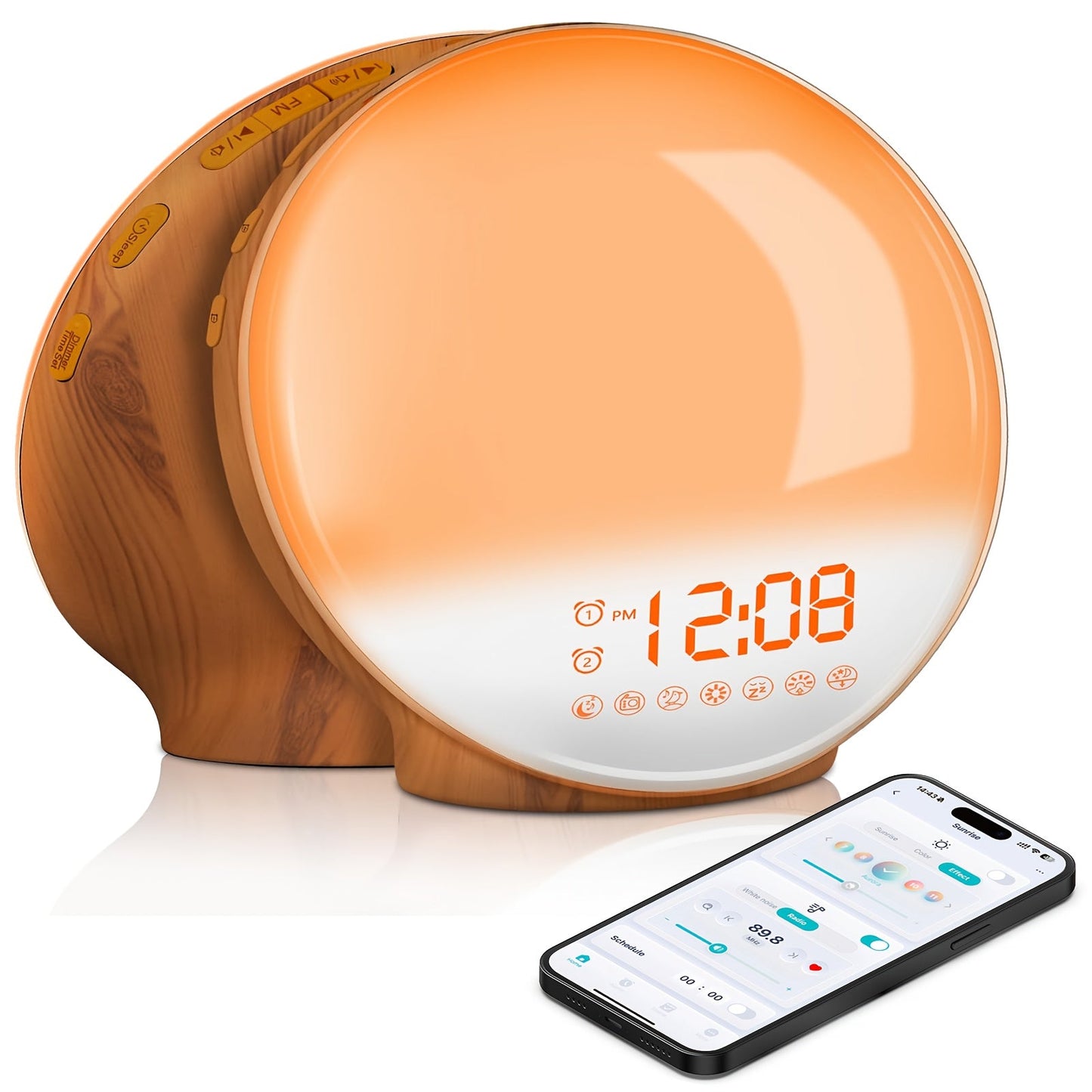 Smart Sunrise Alarm Clock with App Control and FM Radio