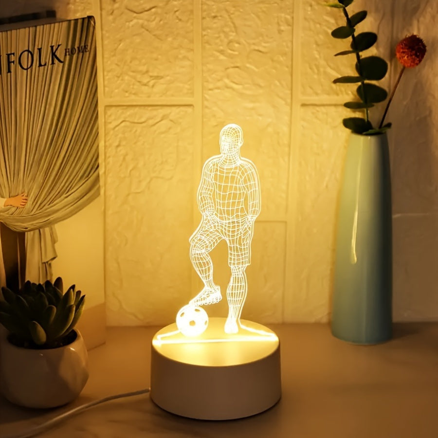 3D Soccer Player LED Table Lamp with USB Power
