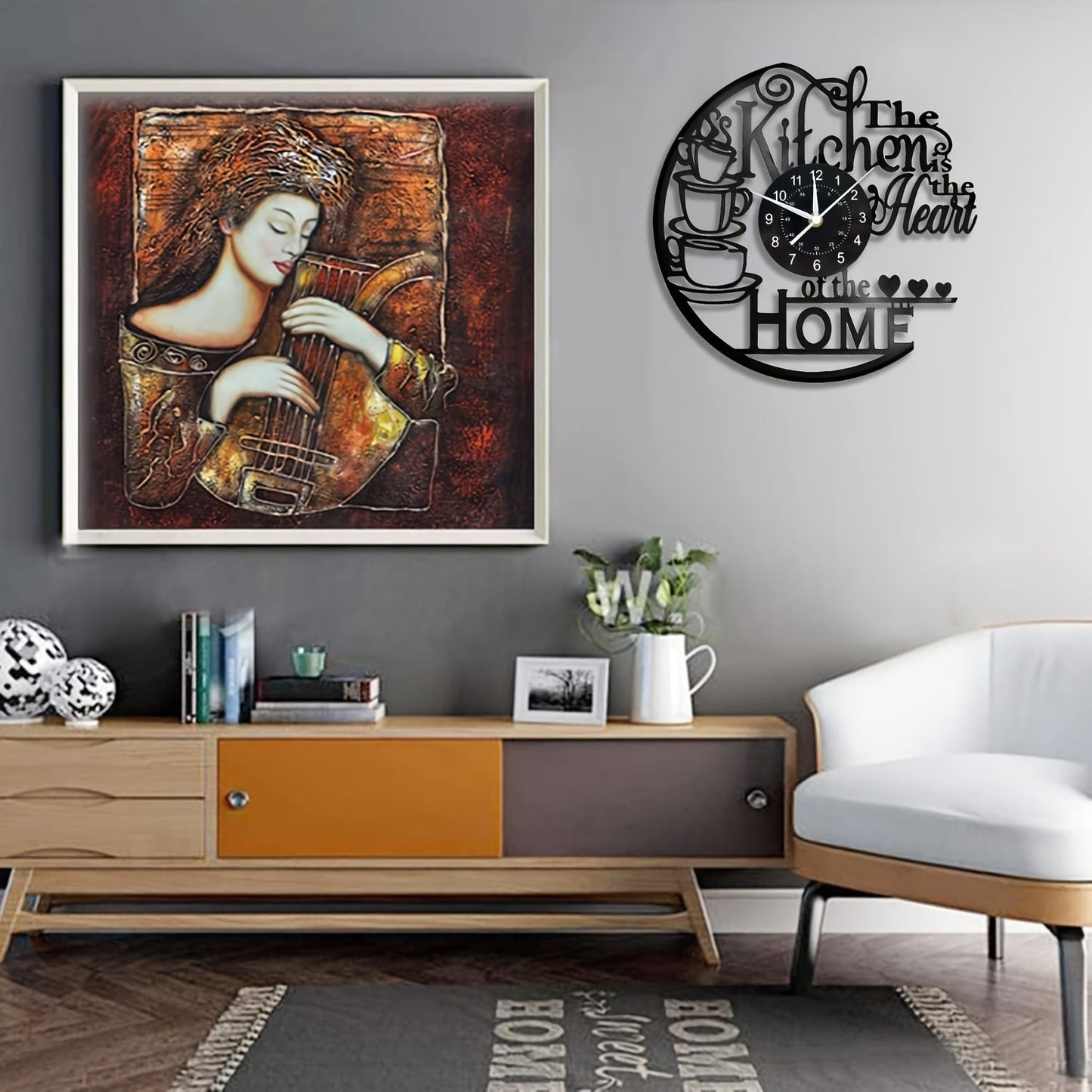 Color-Changing Kitchen Wall Clock with Coffee Cup Design