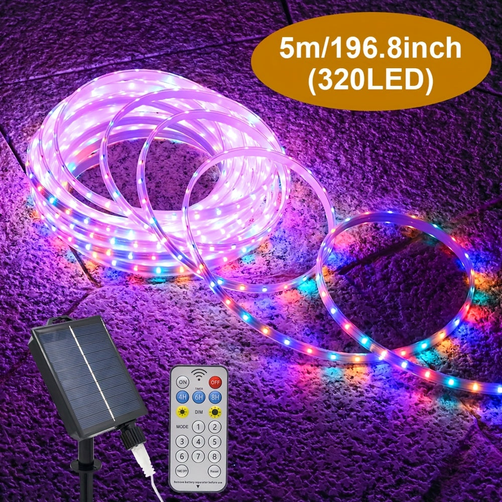 Solar-Powered LED Rope Lights with 8 Modes - 320/640 LEDs