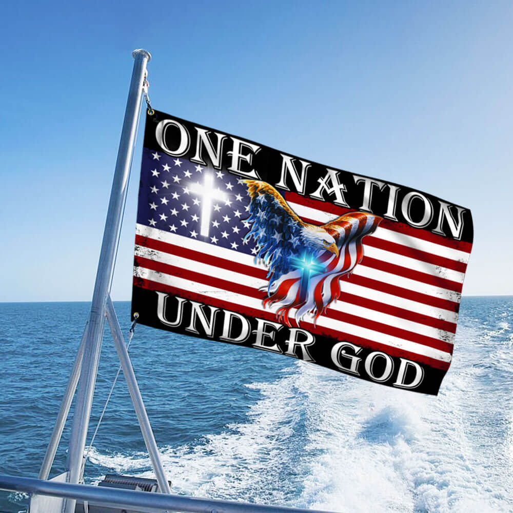 One Nation Under God Grommet Flag - Patriotic Christian Canvas Flag