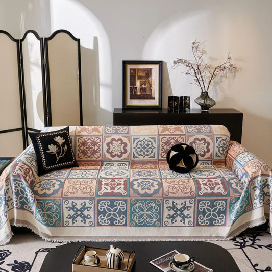 Vintage Mosaic Chenille Sofa Cover