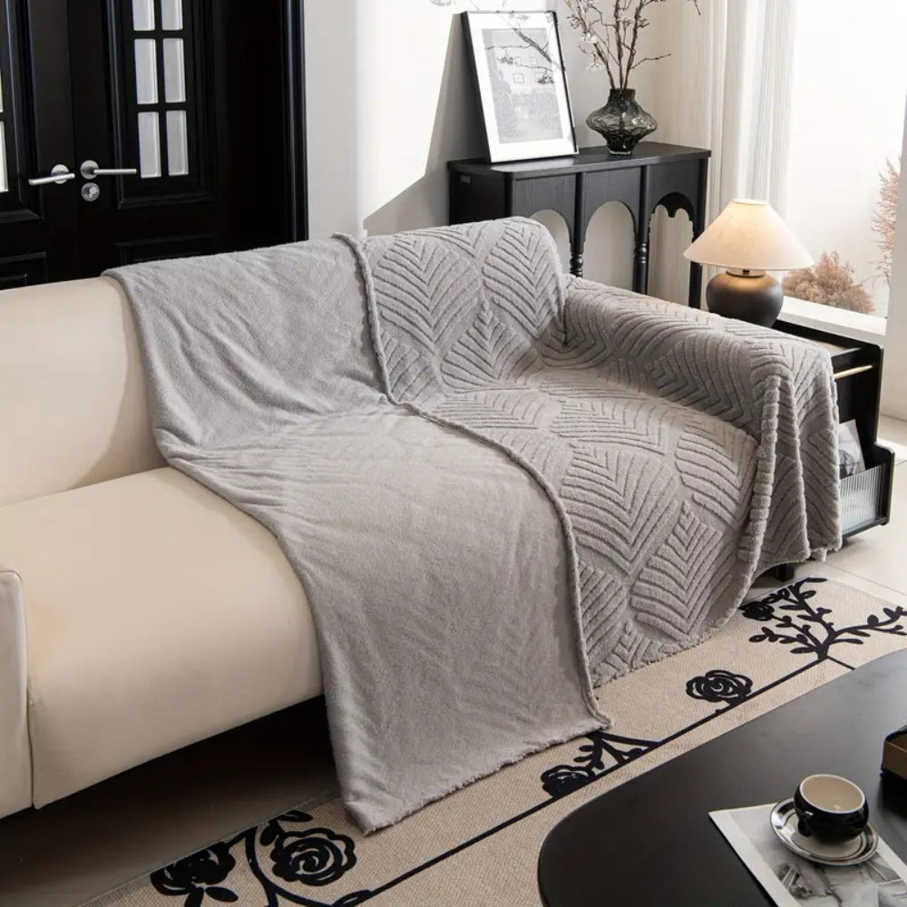 Herringbone Leaf Fleece Sofa Cover for 2-4 Seat Sofas