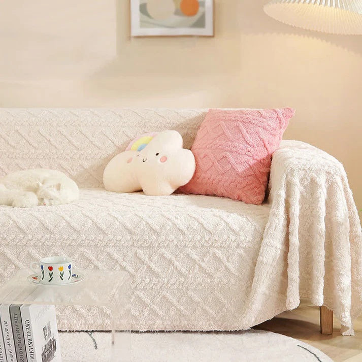Premium Cashmere Waffle Texture Sofa Cover