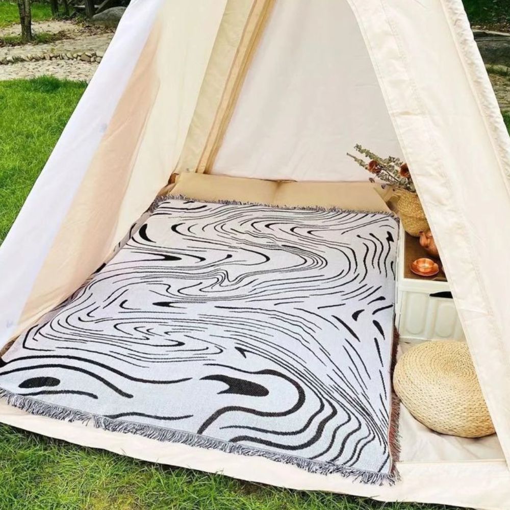 Marble Swirl Woven Cotton Throw Blanket