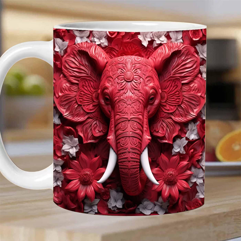 3D Elephant Ceramic Coffee Mug - Customizable Travel Cup