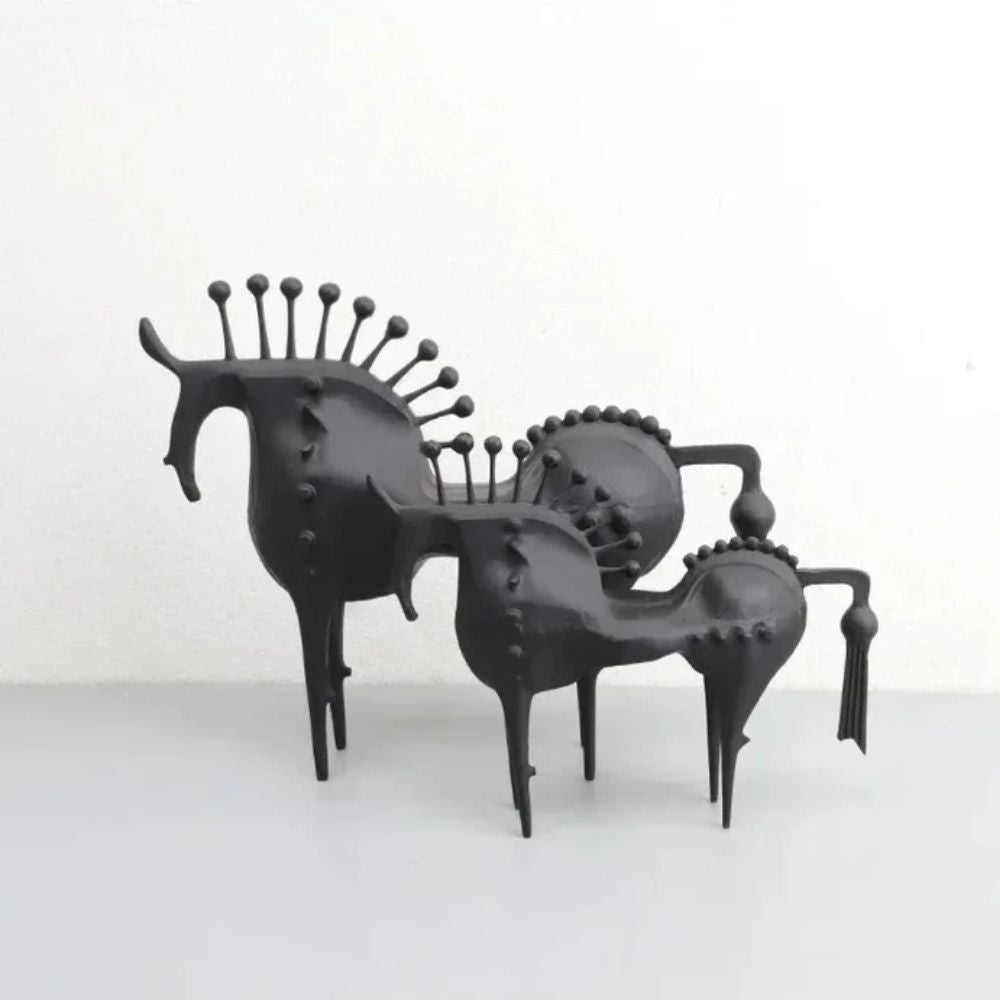 Abstract Black Stallion Metal Sculpture