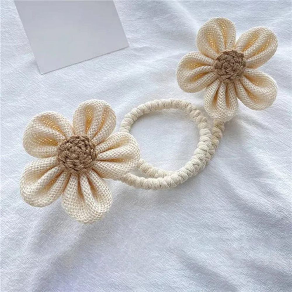 Floral Hemp Curtain Tiebacks - Rustic 2 Piece Set