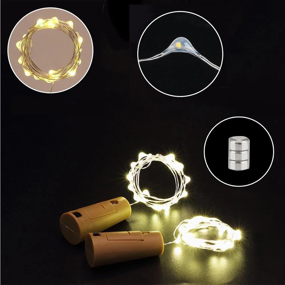 LED Wine Bottle Lights - 20 LED Copper Wire Night Light for DIY Decor - 5/10PCS