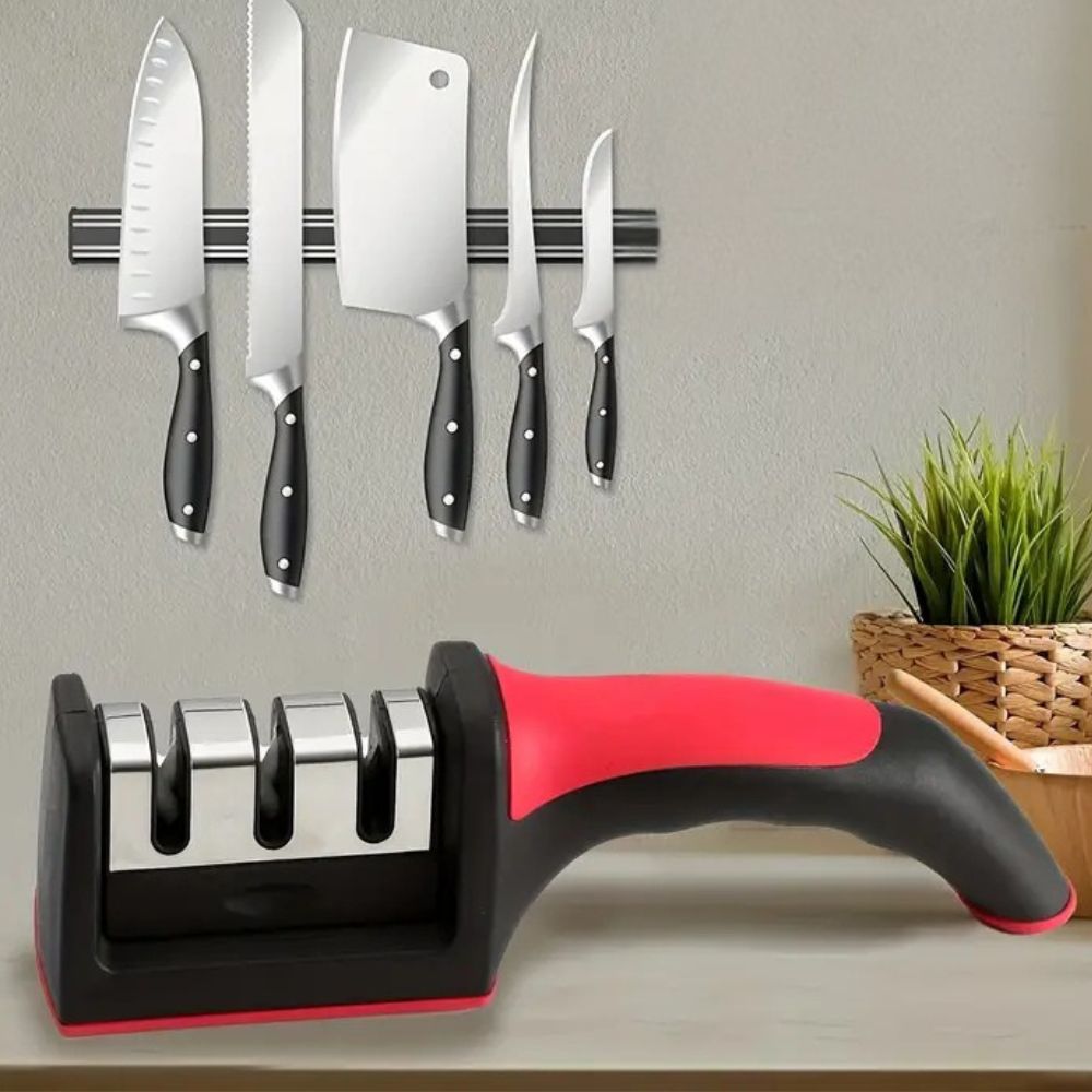 Ergonomic Comfort Grip Knife Sharpener with Tungsten Steel and Ceramic Slots