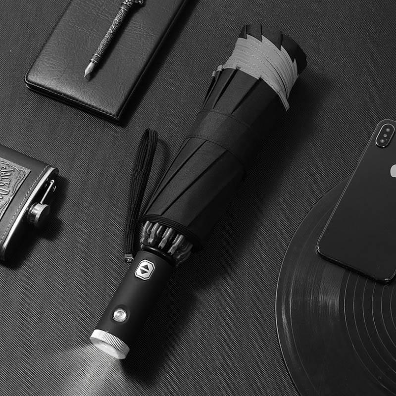 Automatic Inverted Travel Umbrella with LED Light and Reflective Edge