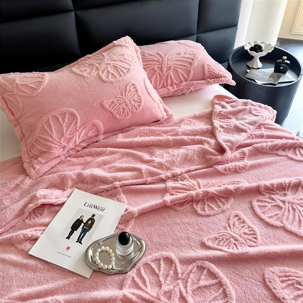 3D Butterfly Jacquard Flannel Blanket