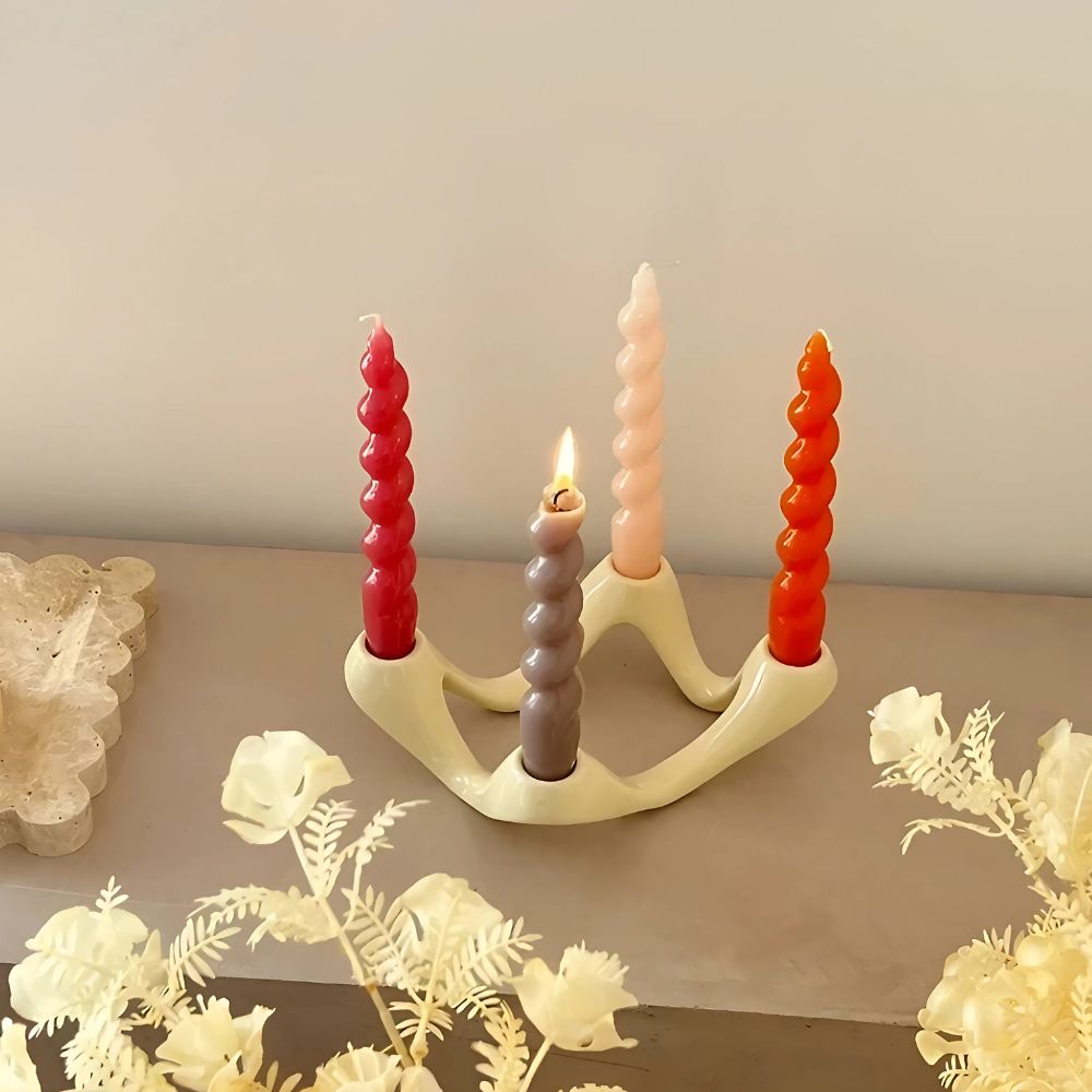 Ripple-Inspired Ceramic Candle Holder