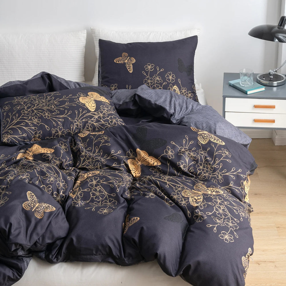 Midnight Butterfly Duvet Cover Set with Pillowcases