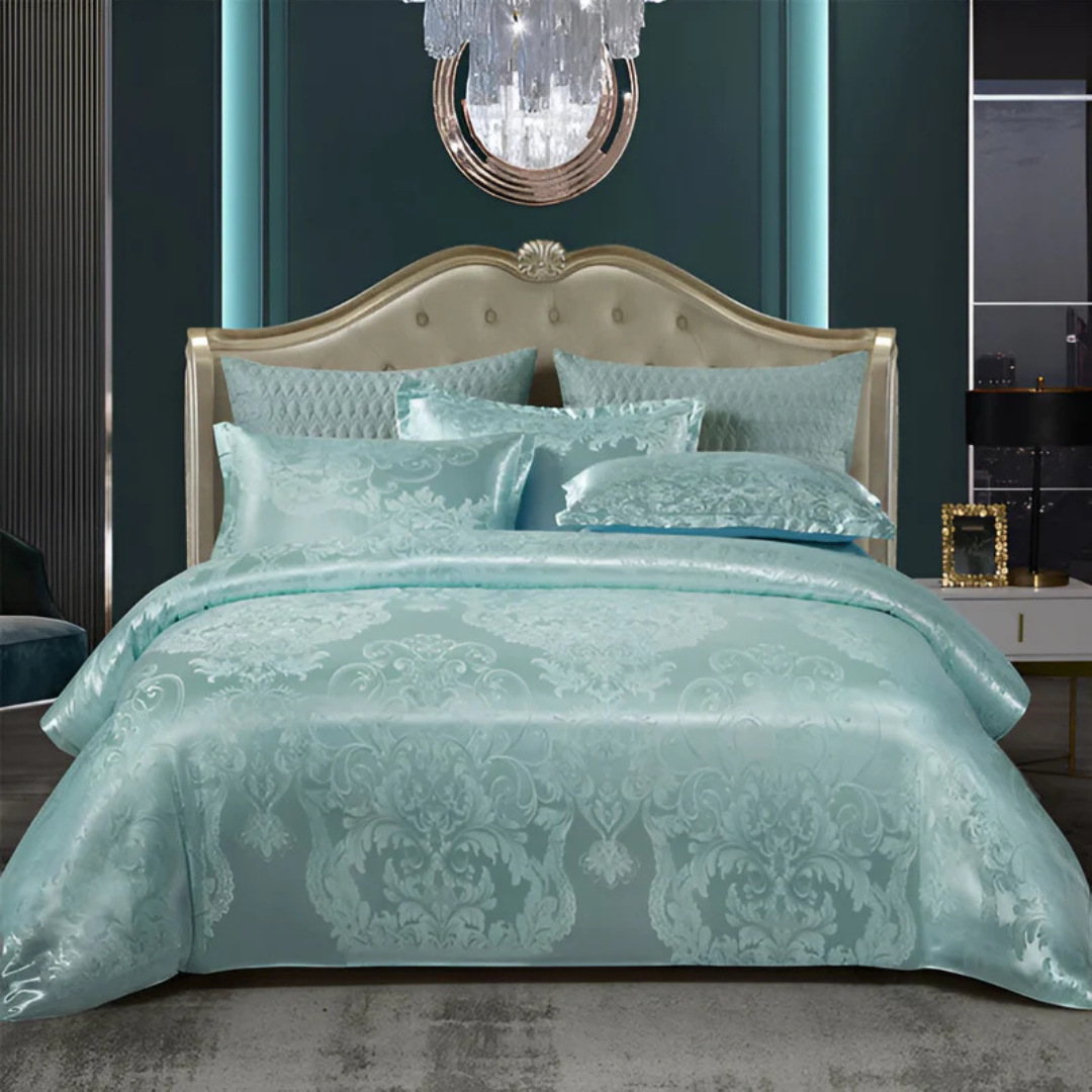 Luxury Satin Floral Duvet Cover Set with Pillowcases