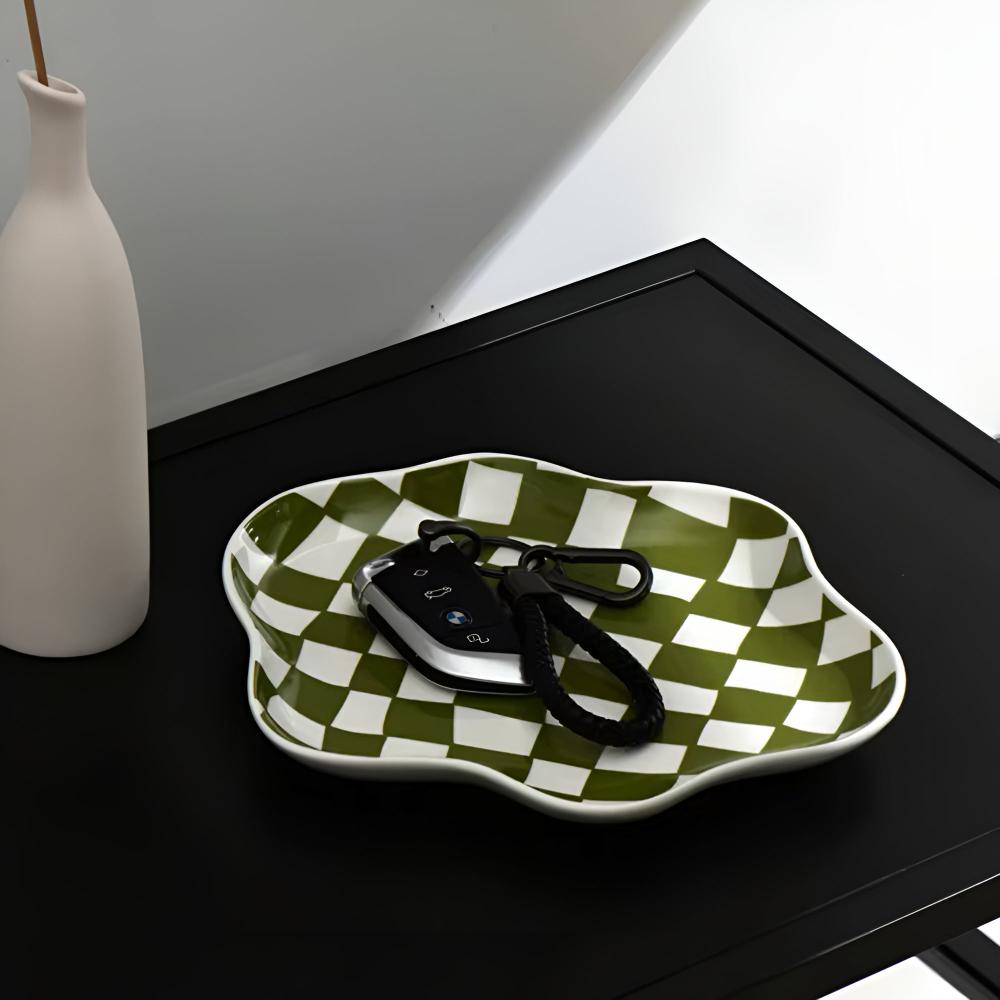 Checkered Ceramic Decorative Plate
