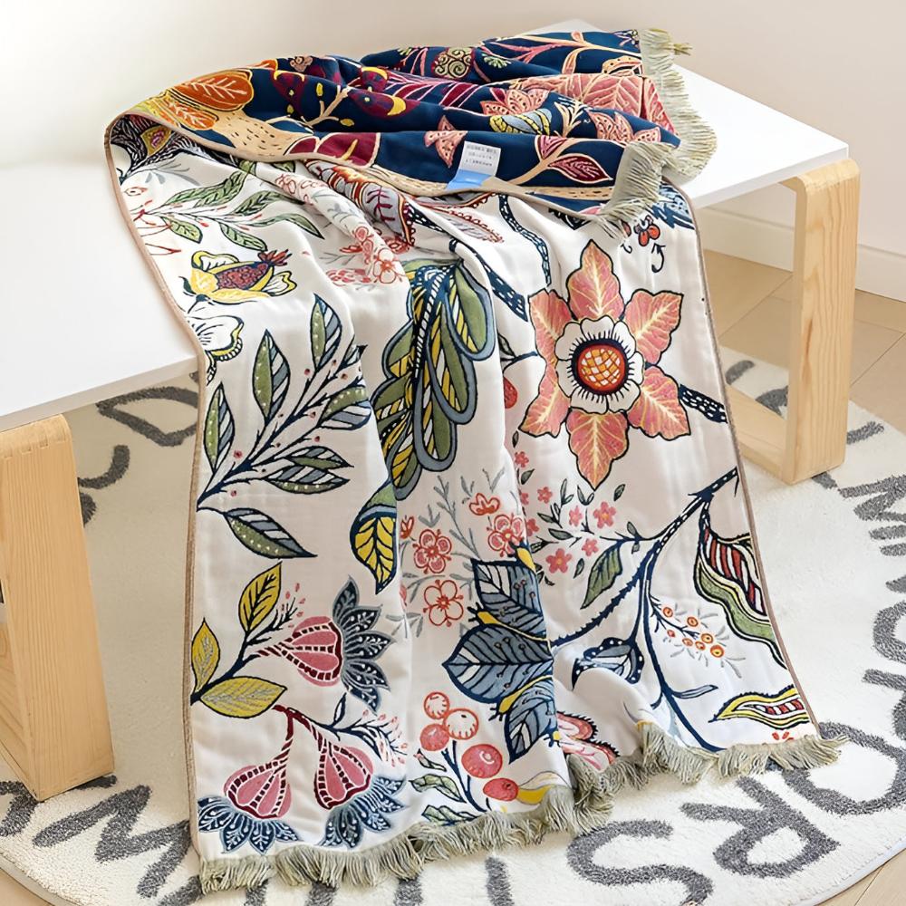 Reversible Floral Cotton Bath Towel