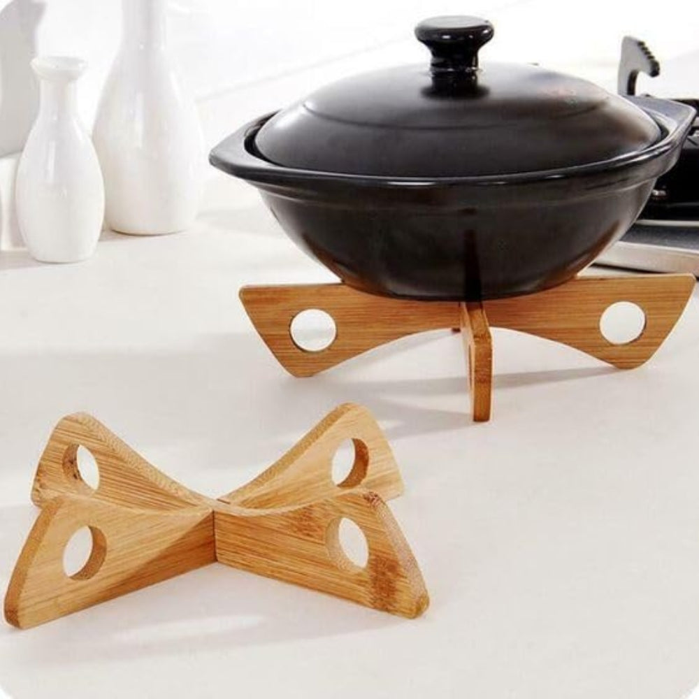 Bamboo Pot Stand and Steam Rack with Non-Slip Base