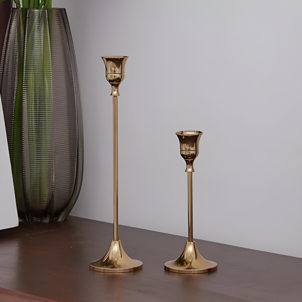 Vintage Brass Candle Holder Set - 3 Sizes