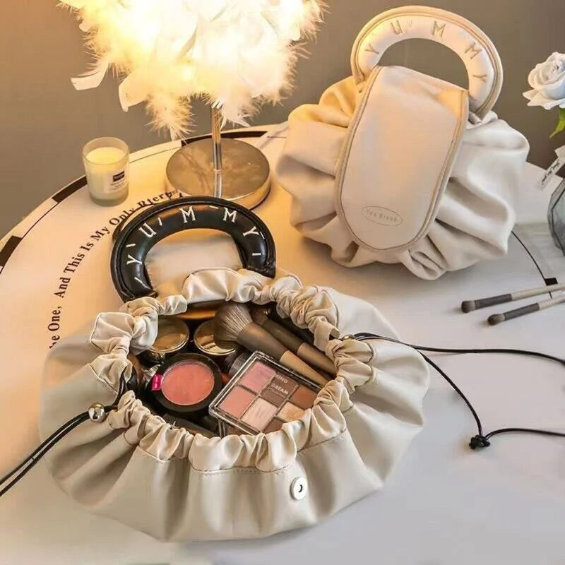 Drawstring Makeup Bag in Waterproof PU Leather