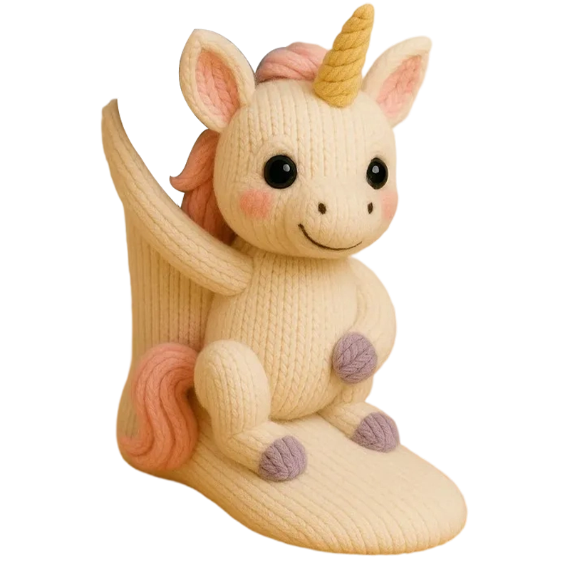 3D Knitted Animal Cuddle Socks in Double-Layer Cotton