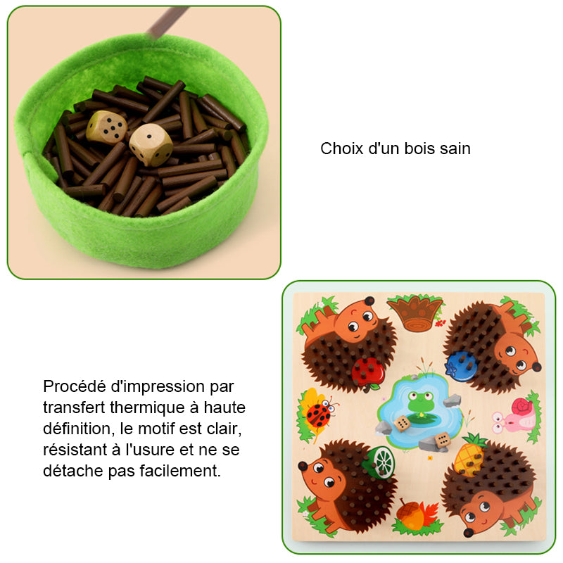 Wooden Hedgehog Counting Game for Kids - Montessori Educational Toy