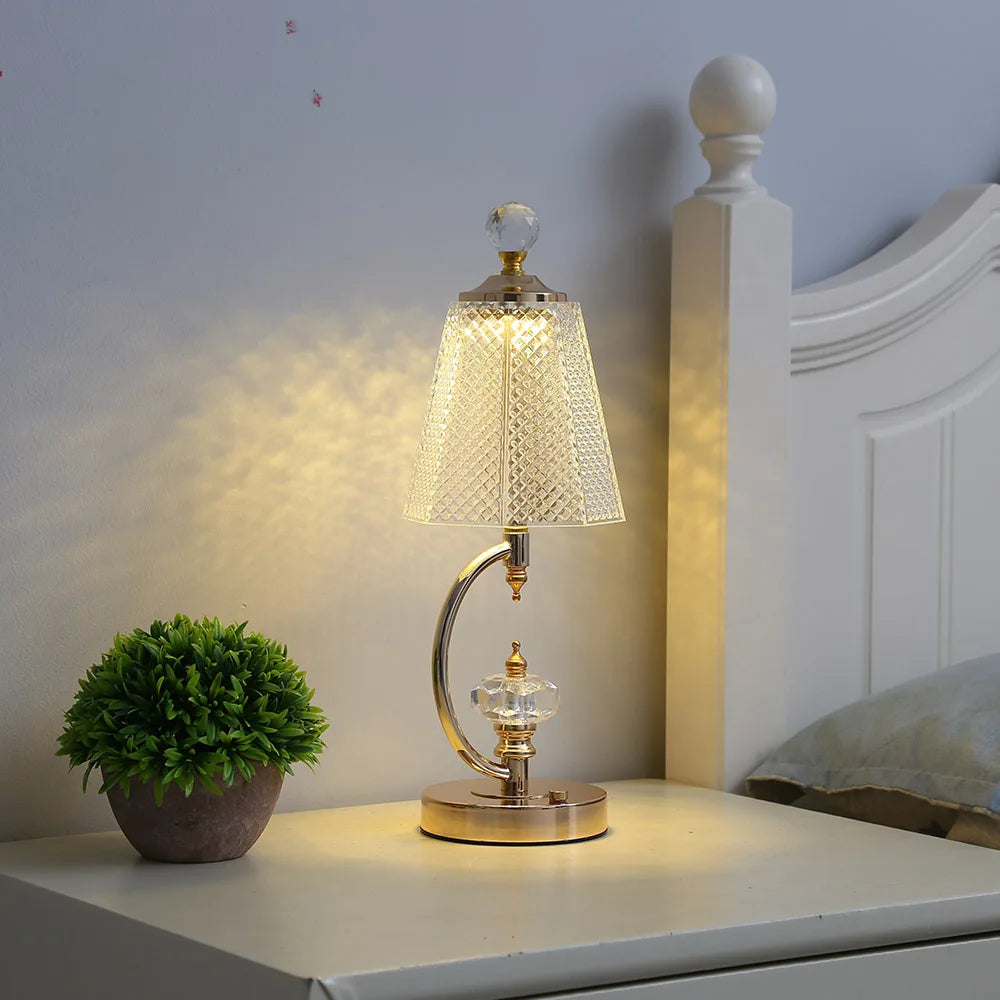 Vintage Crystal Table Lamp with Adjustable Lighting