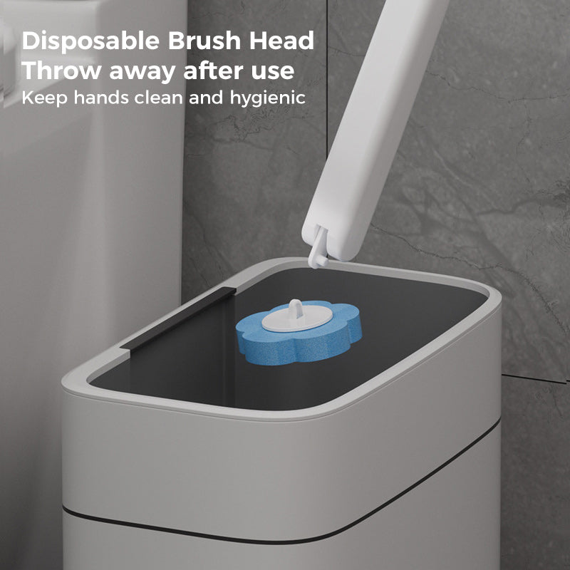 Disposable Toilet Cleaning Brush Set with Sponge Heads and Holder