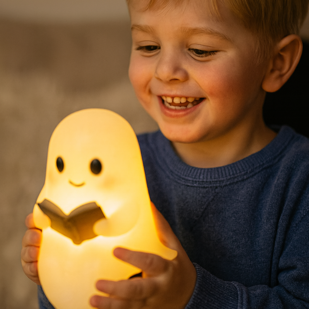 Handmade Ghost Night Light Lamp with Warm White Glow
