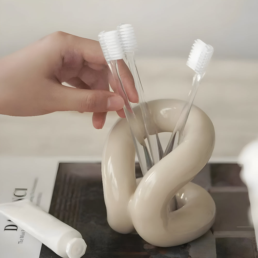 Ceramic Organizer with Rope-Knot Detail