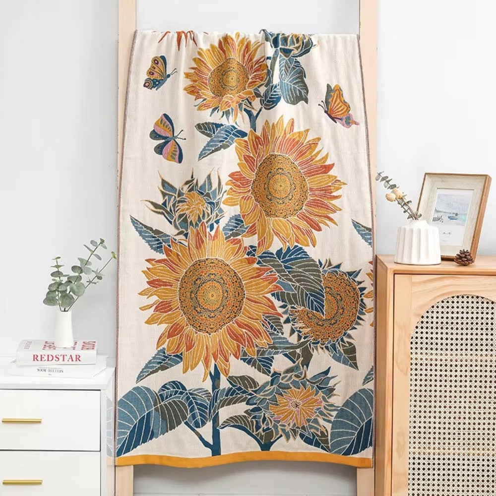Sunflower Jacquard Cotton Bath Towel