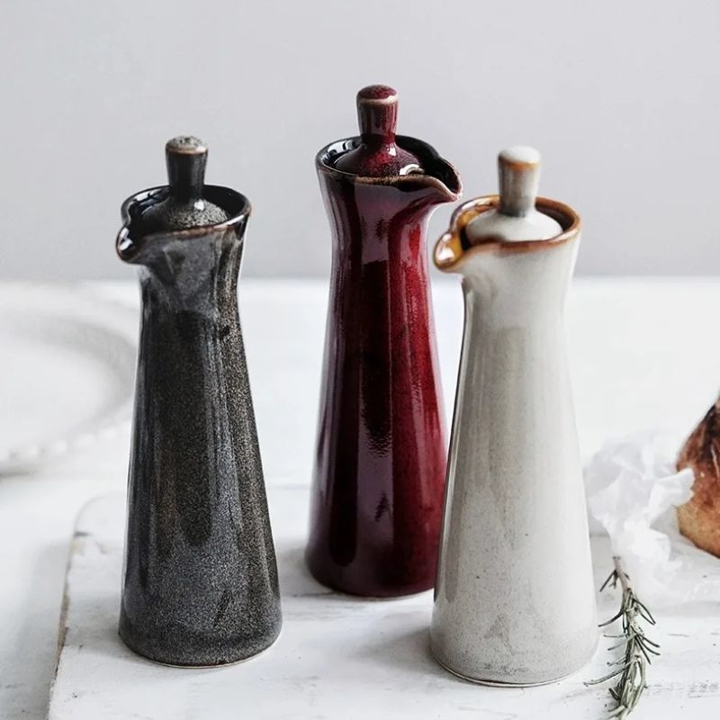Ceramic Drip-Free Oil Dispenser for Kitchen and Table