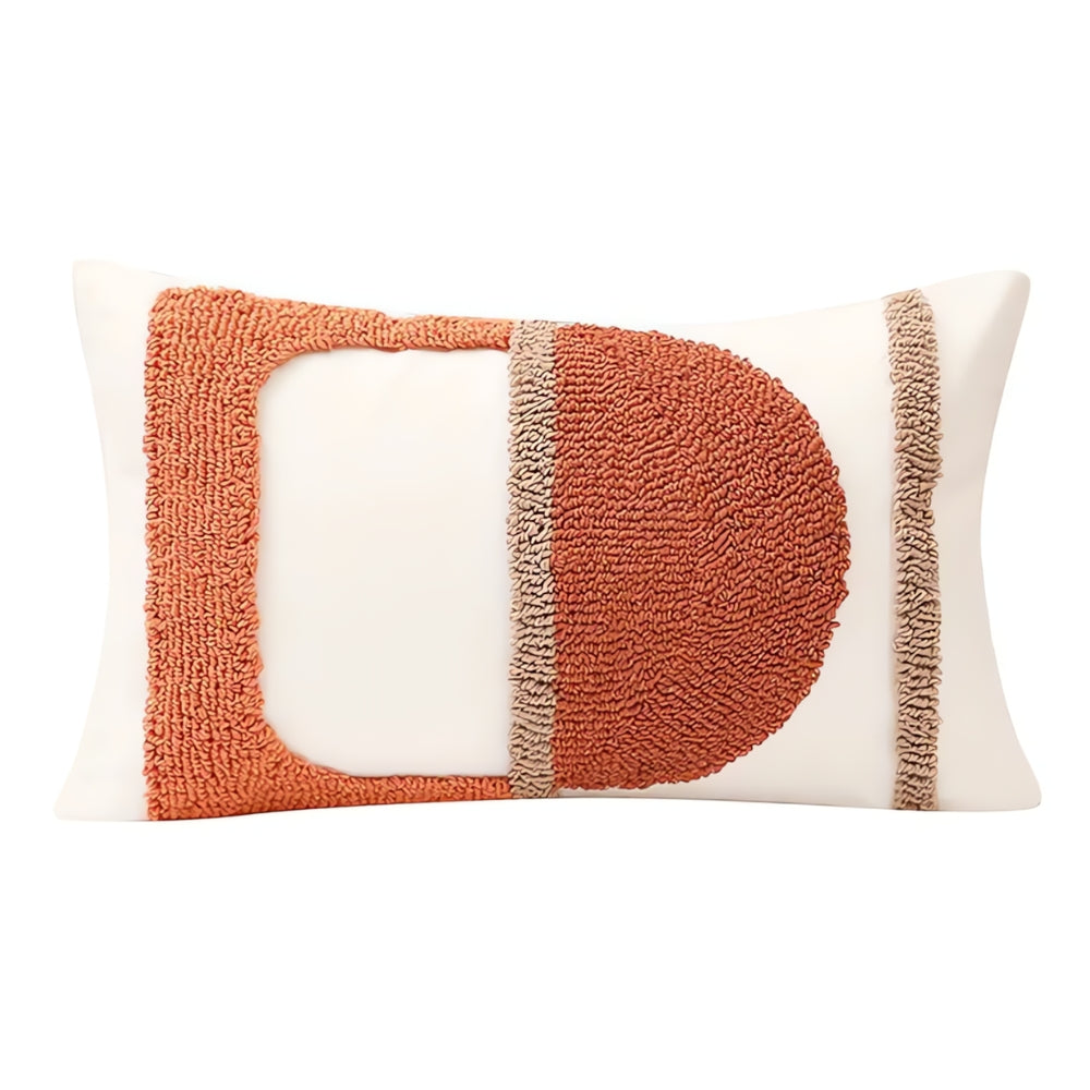 Geometric Embroidery Cotton Cushion Cover
