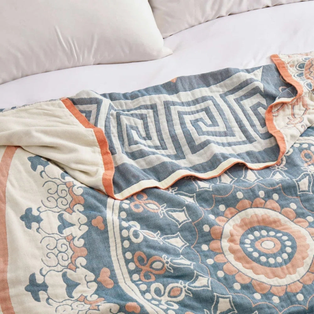 Geometric Cotton Throw Blanket for All Seasons