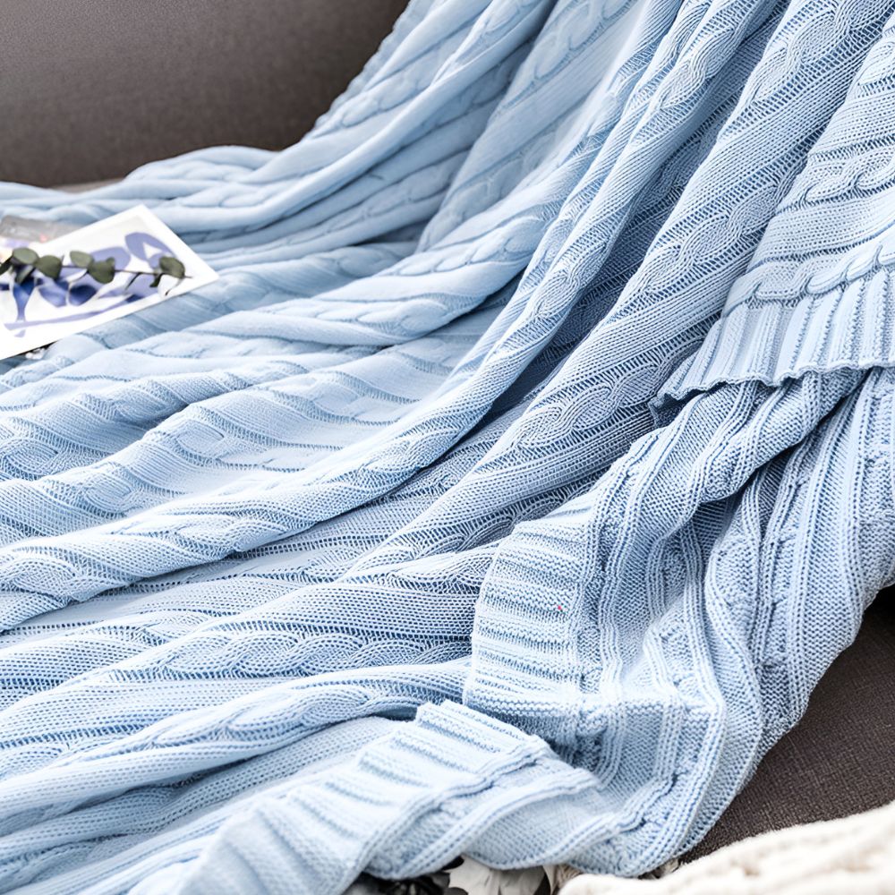 Cable Knit Cotton Throw Blanket