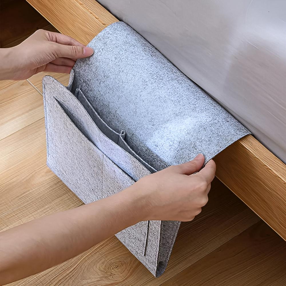 Felt Bedside Organizer with Pockets for Remotes and Phones